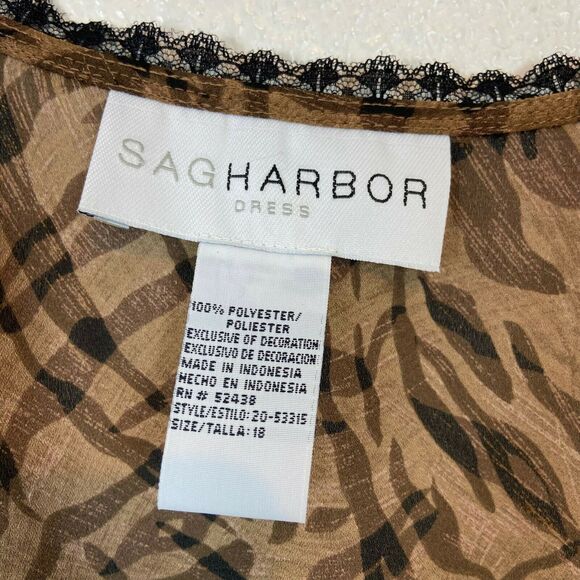 Sag Harbor Top Sheer Brown Black Corset Flutter Sleeve Plunge Neck Size 18 - Picture 6 of 15